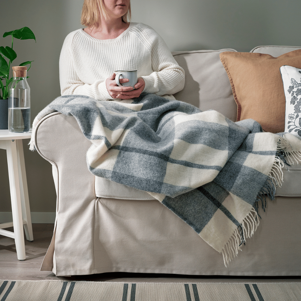 MYRULL IKEA Pled örtük, açıq boz, 130×170 sm