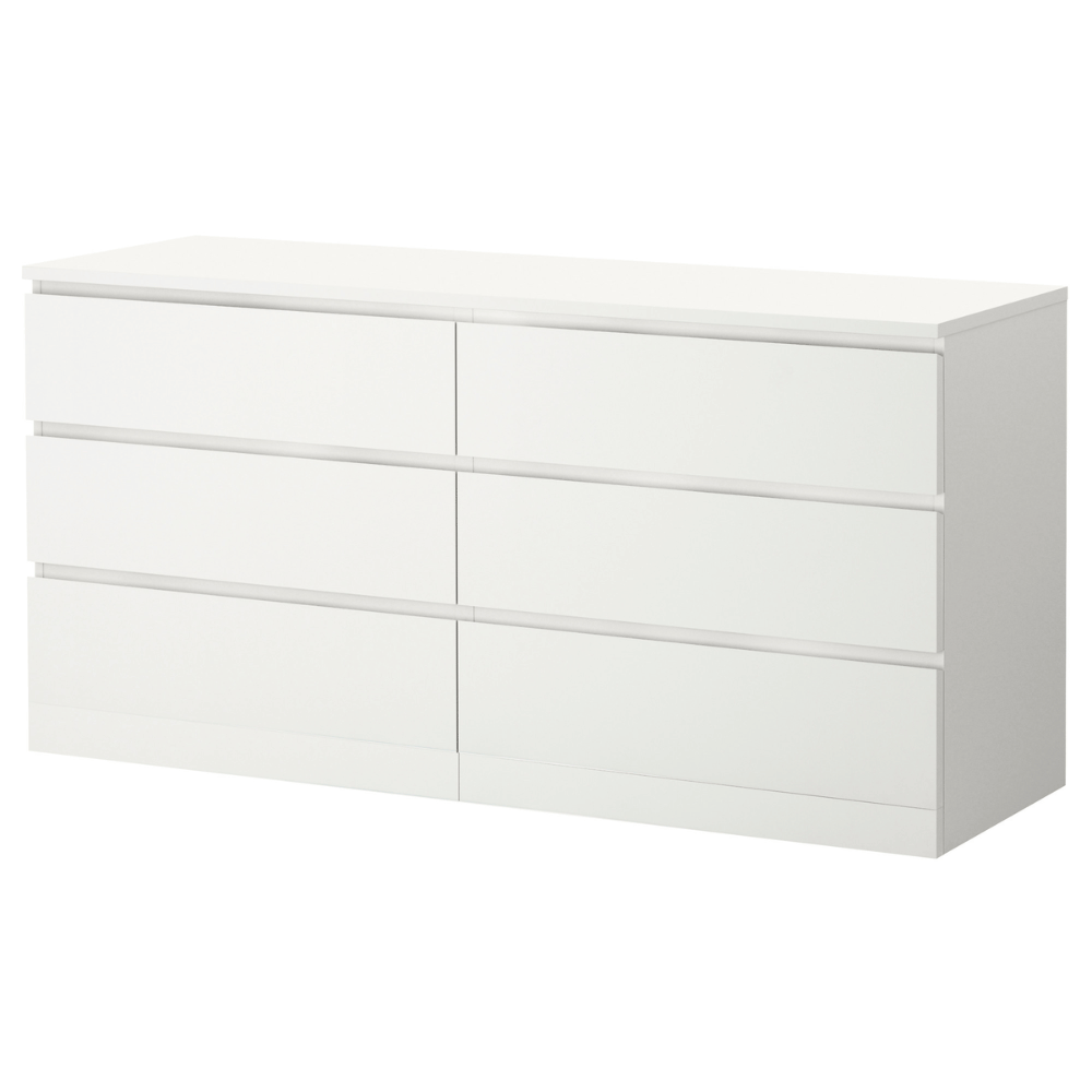 MALM IKEA 6 siyirməli komod, ağ, 160 × 78 sm