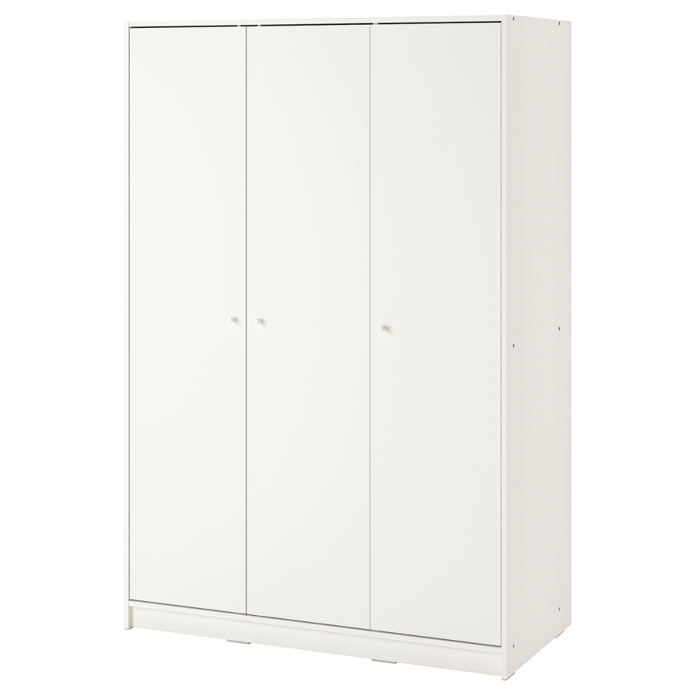 KLEPPSTAD IKEA 3 qapılı qarderob, ağ, 117×176 sm