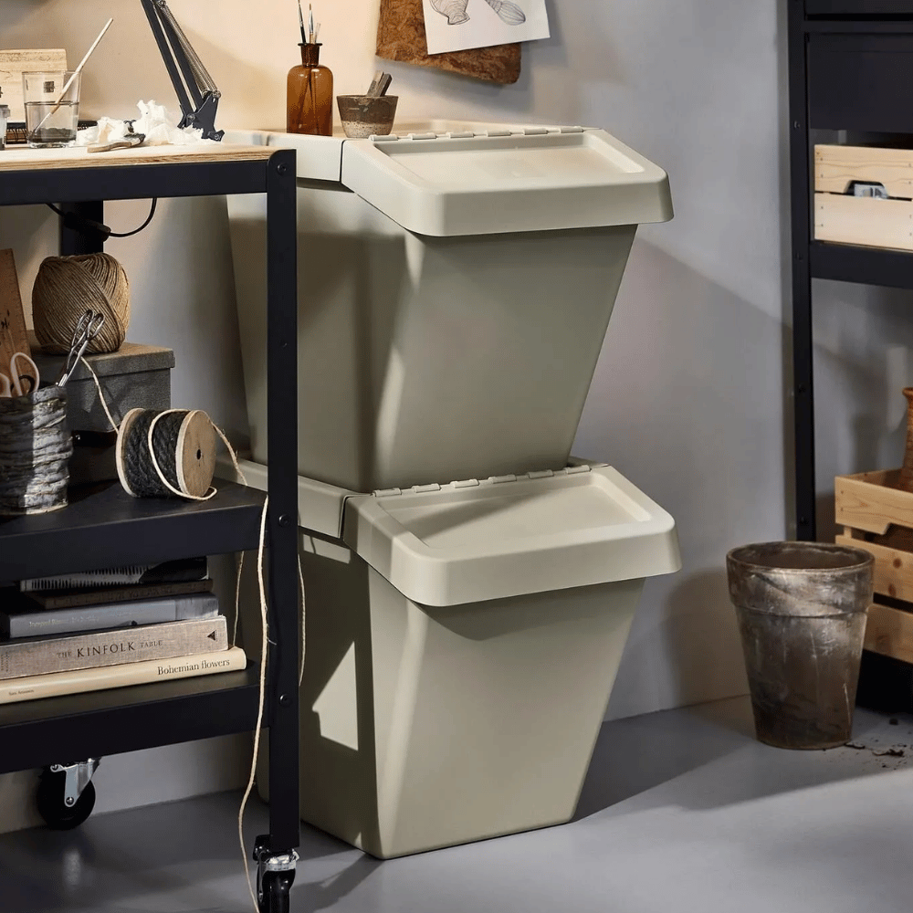 SORTERA IKEA Çeşidləmə üçün qapaqlı konteyner, bej, 60 l