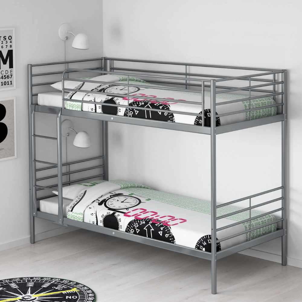 SVARTA IKEA 2 mərtəbəli çarpayı karkası, gümüşü, 90x200 sm