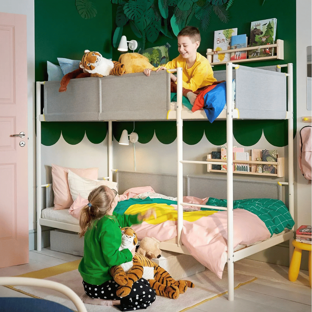 VITVAL IKEA 2 mərtəbəli çarpayı karkası, ağ/açıq boz, 90x200 sm