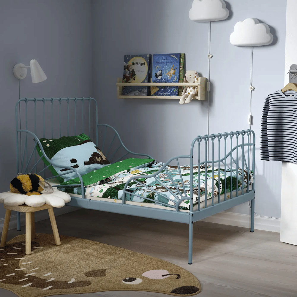 MINNEN/LUROY IKEA Uzunluğu tənzimlənən çarpayı, bozumtul-göy 80x200 sm
