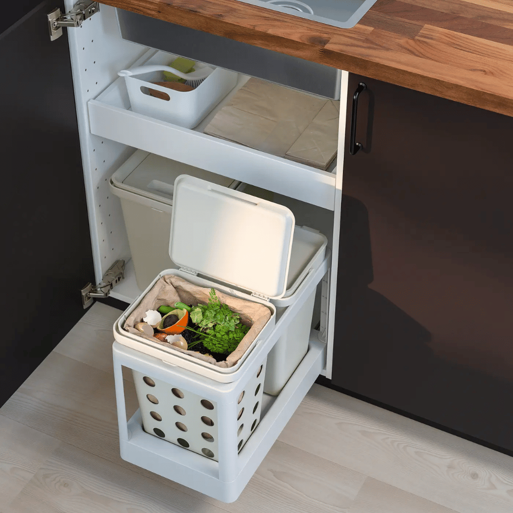 HALLBAR IKEA Üzvi tullantılar üçün qapaqlı konteyner, açıq boz, 10 lt