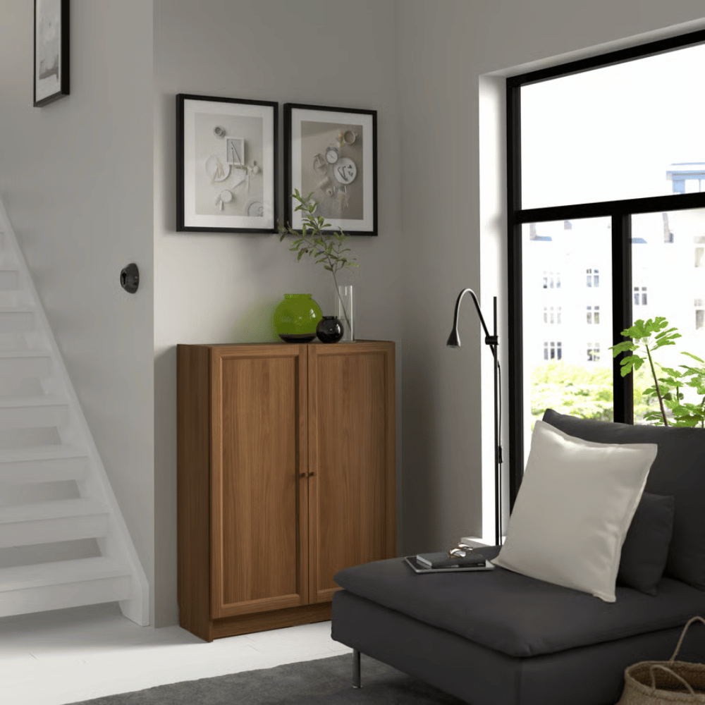 BILLY / OXBERG IKEA Qapılı stellaj, qəhvəyi, 80x30x106 sm