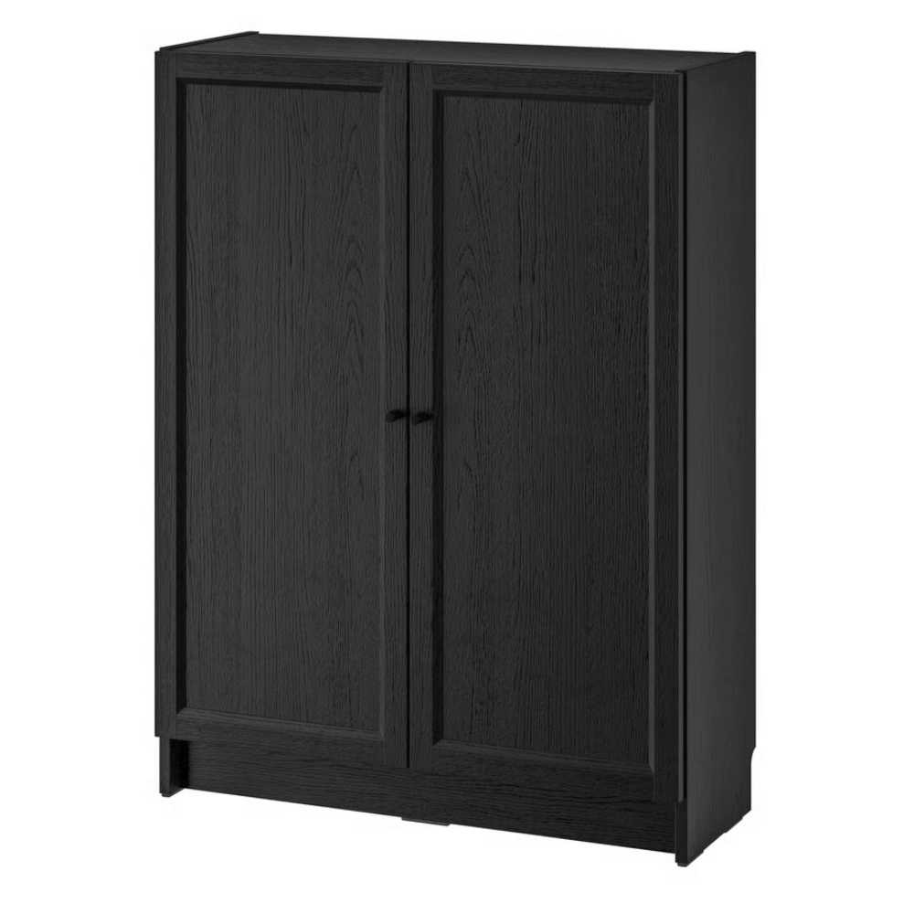 BILLY / OXBERG IKEA Qapılı stellaj, qara, 80x30x106 sm