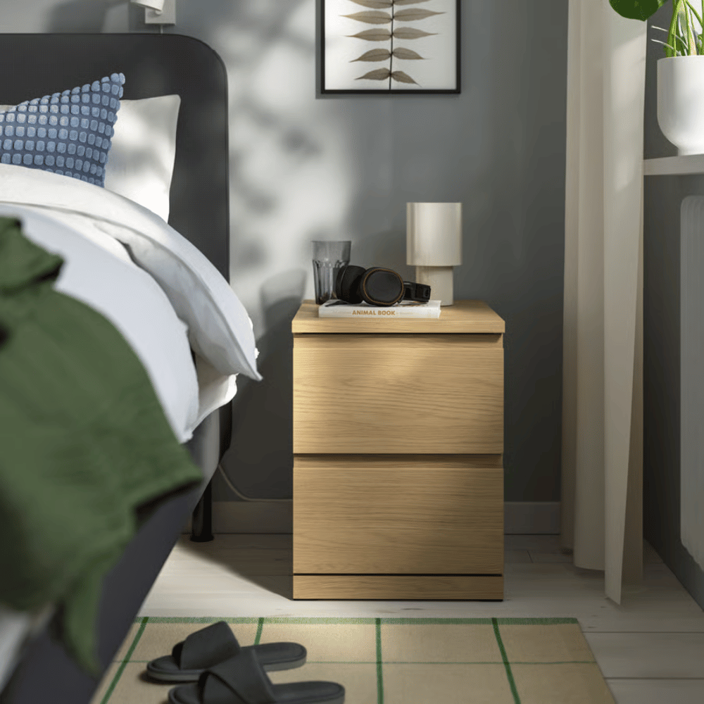 STORKLINTA IKEA 2 siyirməli komod, palıd naxışlı, 40x50x53 sm