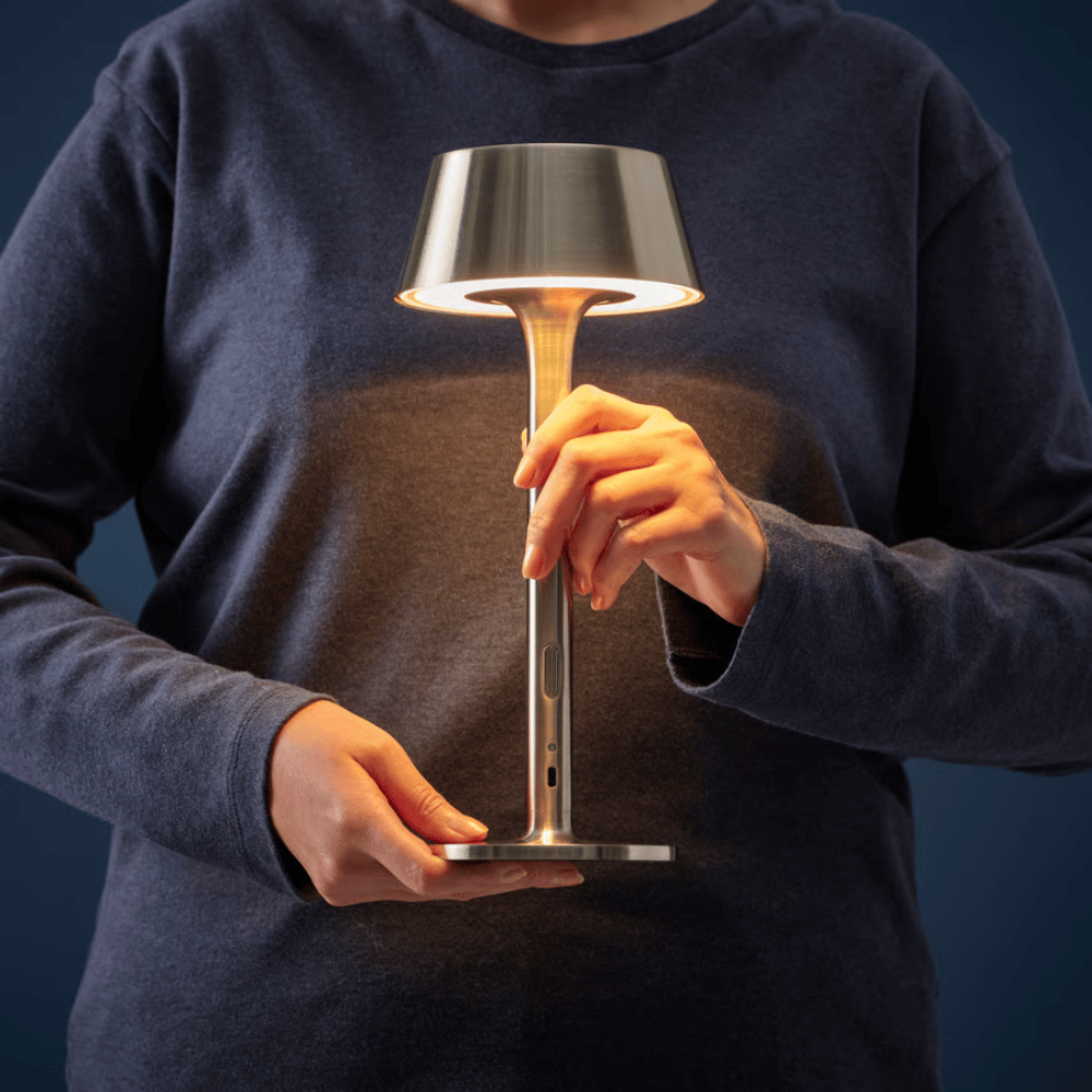 AVHALL IKEA Daşına bilən LED lampa, nikel örtük