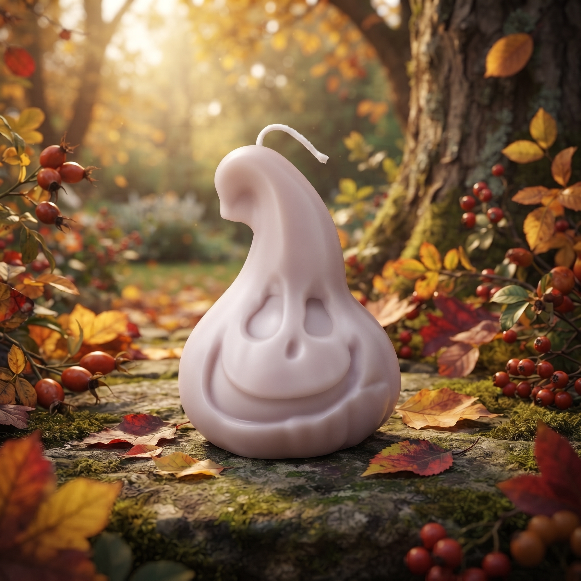 Dekorativ şam, halloween balqabağı, zərif yasəmən rəngi