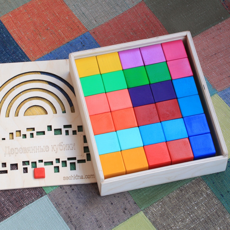 Большие кубики "Яркие цвета" 30 кубиков