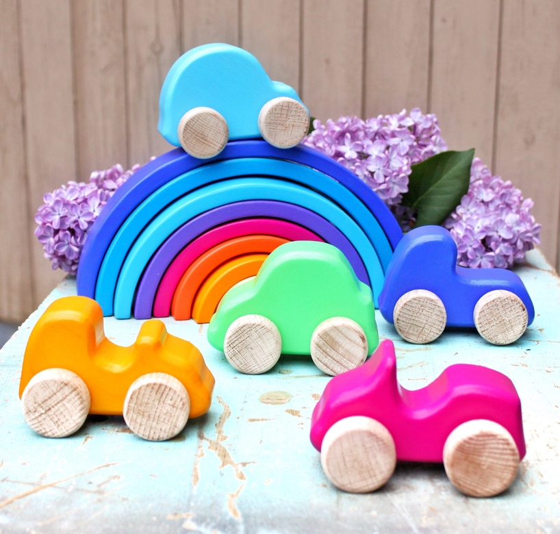 Набор 5 деревянных машинок