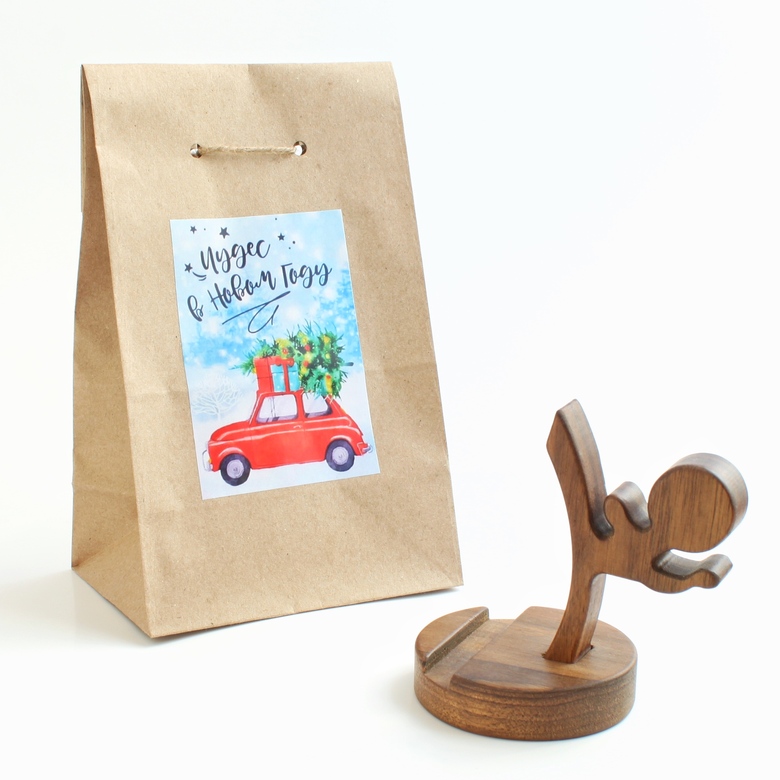 Деревянная подставка для телефона, корпоративные подставки на Новый год, новогодние подставки оптом.