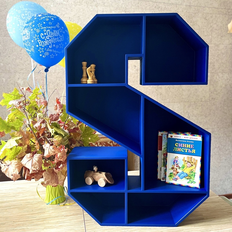 Буква-полка S Цвет Темно-Cиний