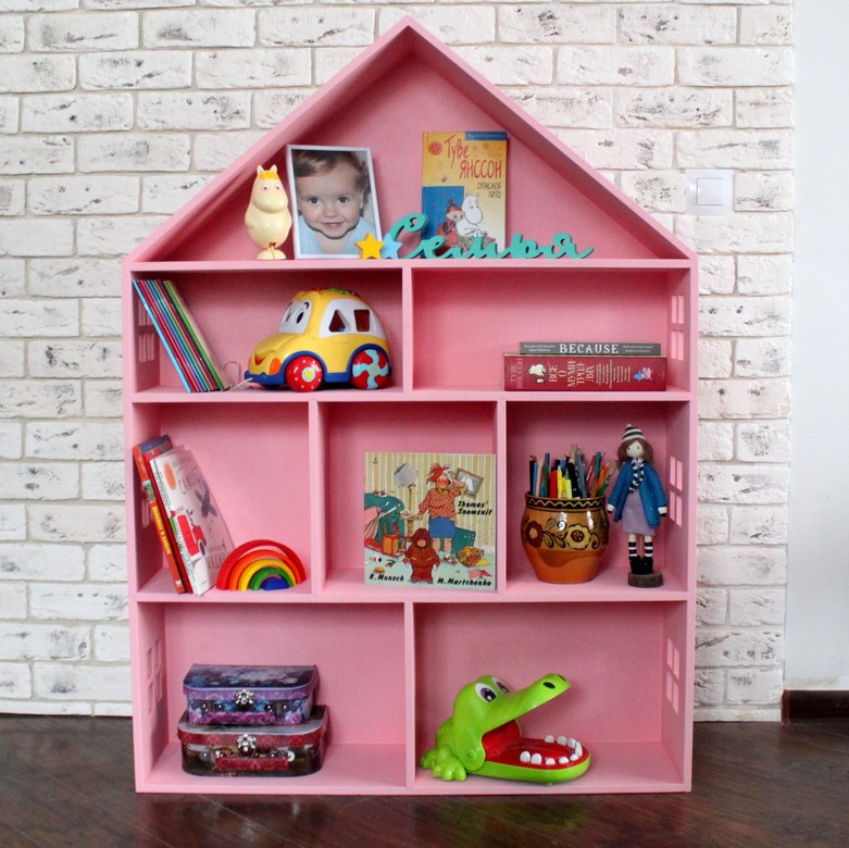 Большой деревянный дом, кукольный домик Розовый