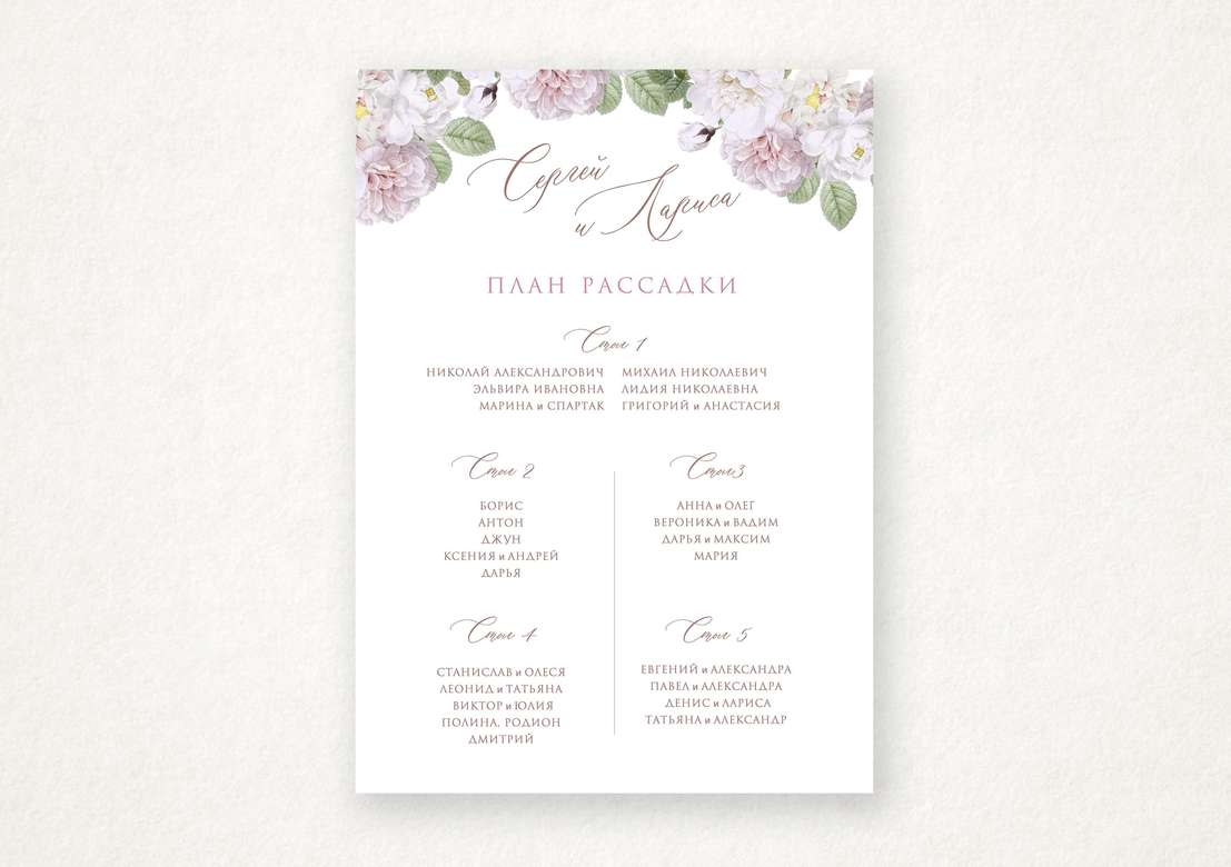 План рассадки "Розовые розы"