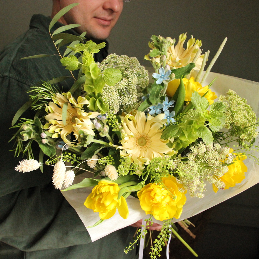 букет гербера тюльпаны колоски вид 4