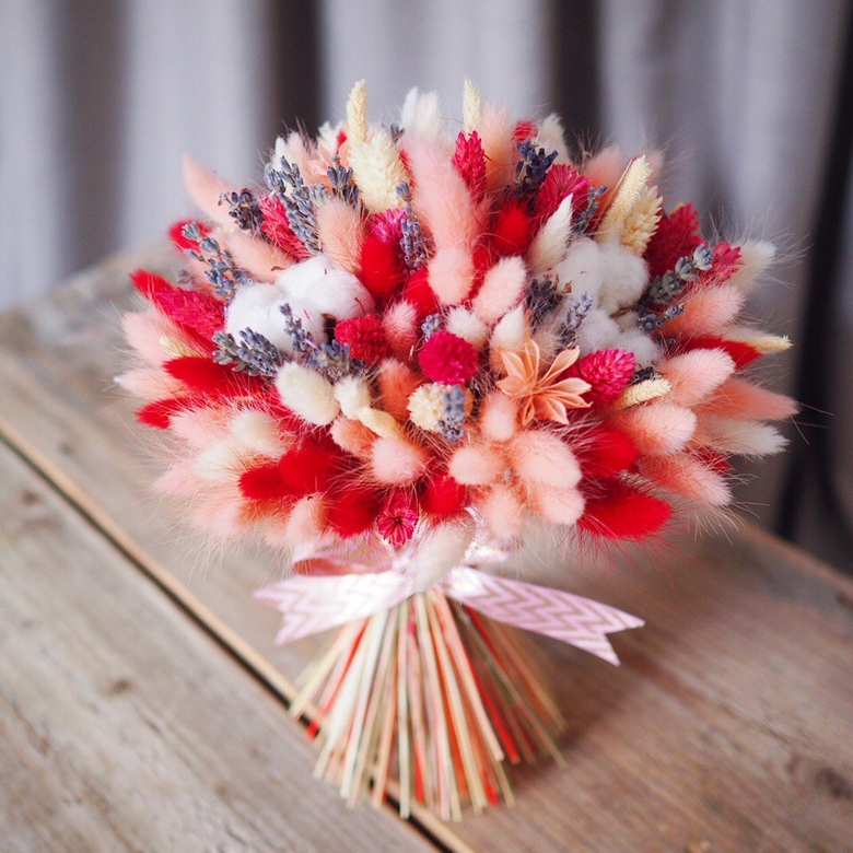 букет из сухоцветов с хлопком