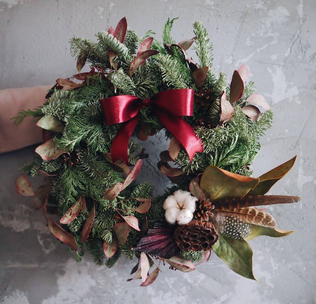 рождественский венок в стиле бохо