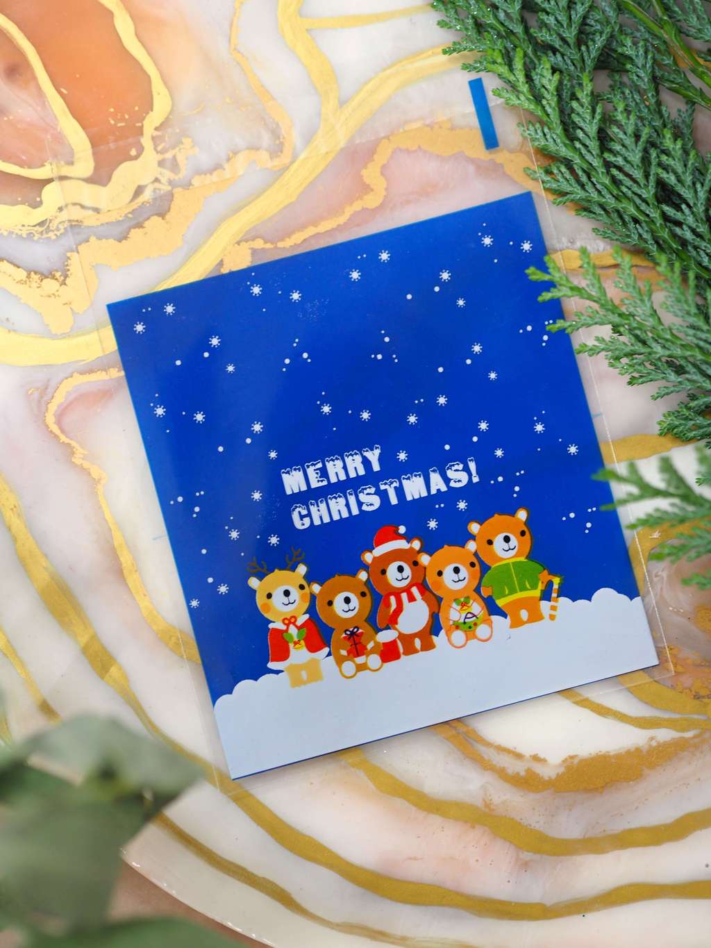 Новогодний упаковочный пакетик синий