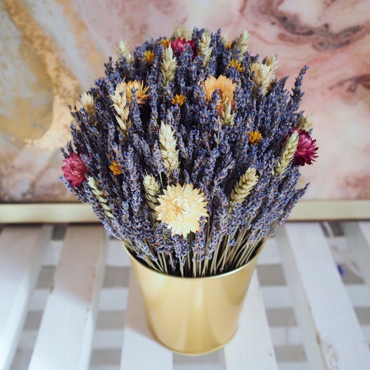 Лаванда в золотом кашпо