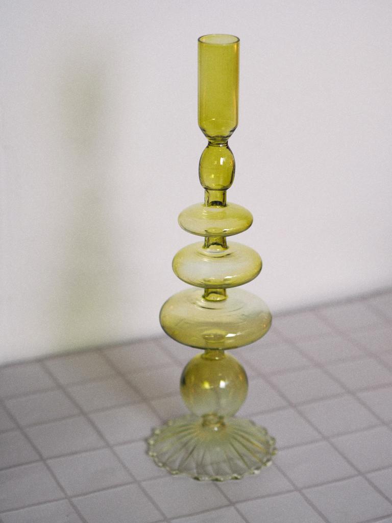 Подсвечник стеклянный зеленый