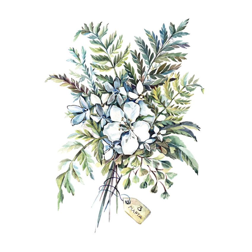 Открытка 8 марта букет цветов