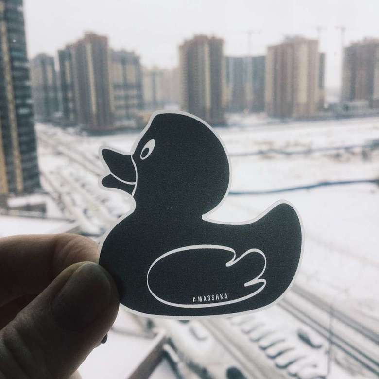 Наклейка на авто черная утка