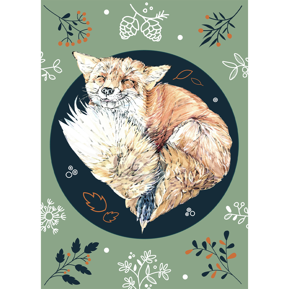 Открытка лиса ко Дню Рождения