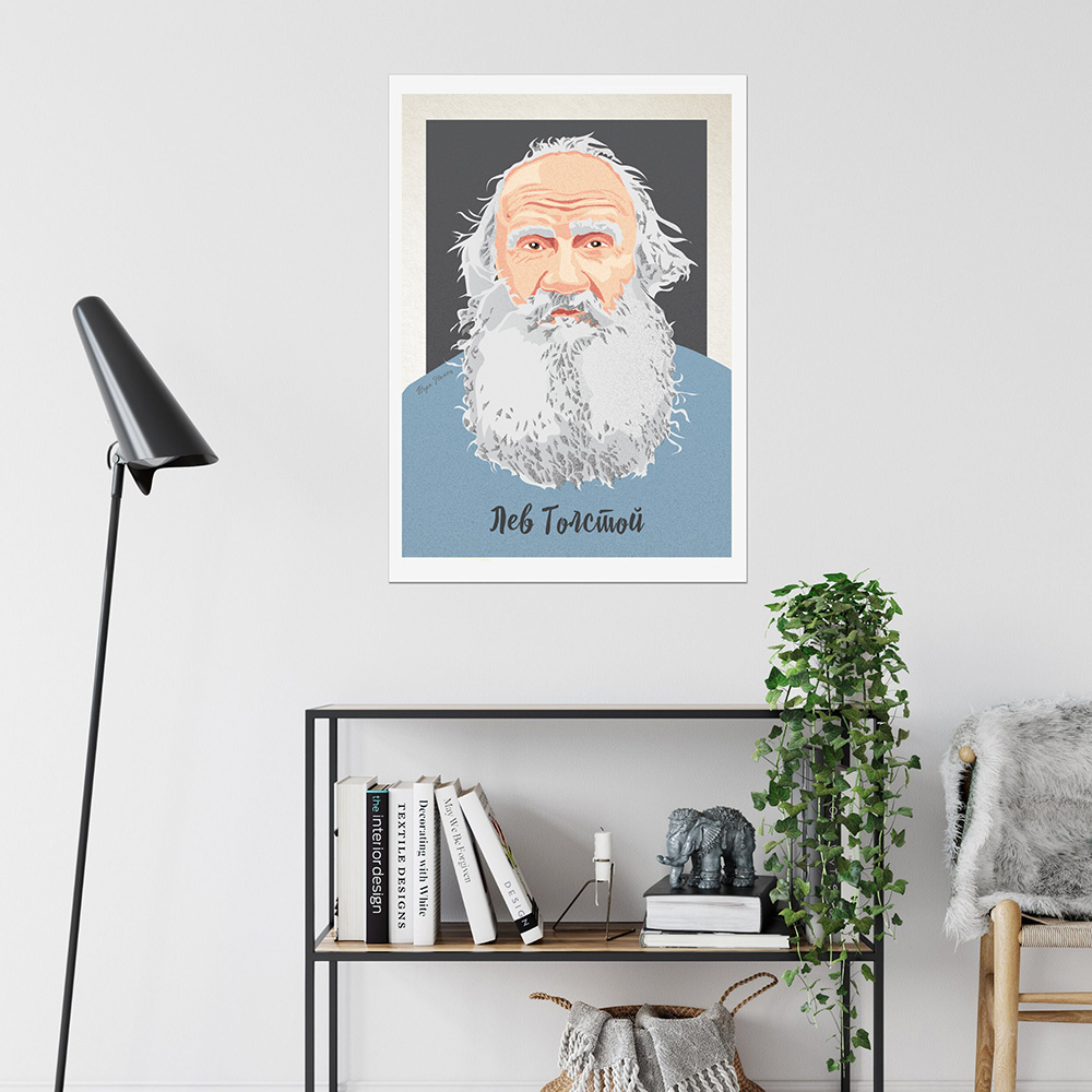 Постер интерьерный портрет писателя Льва Толстого