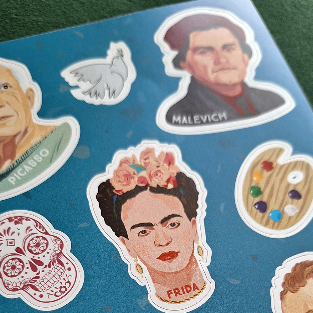 Наклейки виниловые на телефон художники: Фрида Кало, Пикассо, Малевич