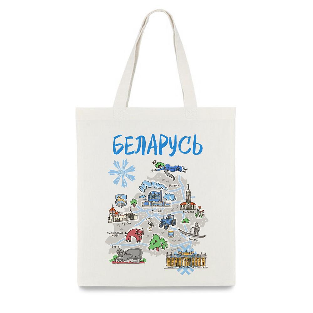 Сумка шоппер с картой и городами Республики Беларусь