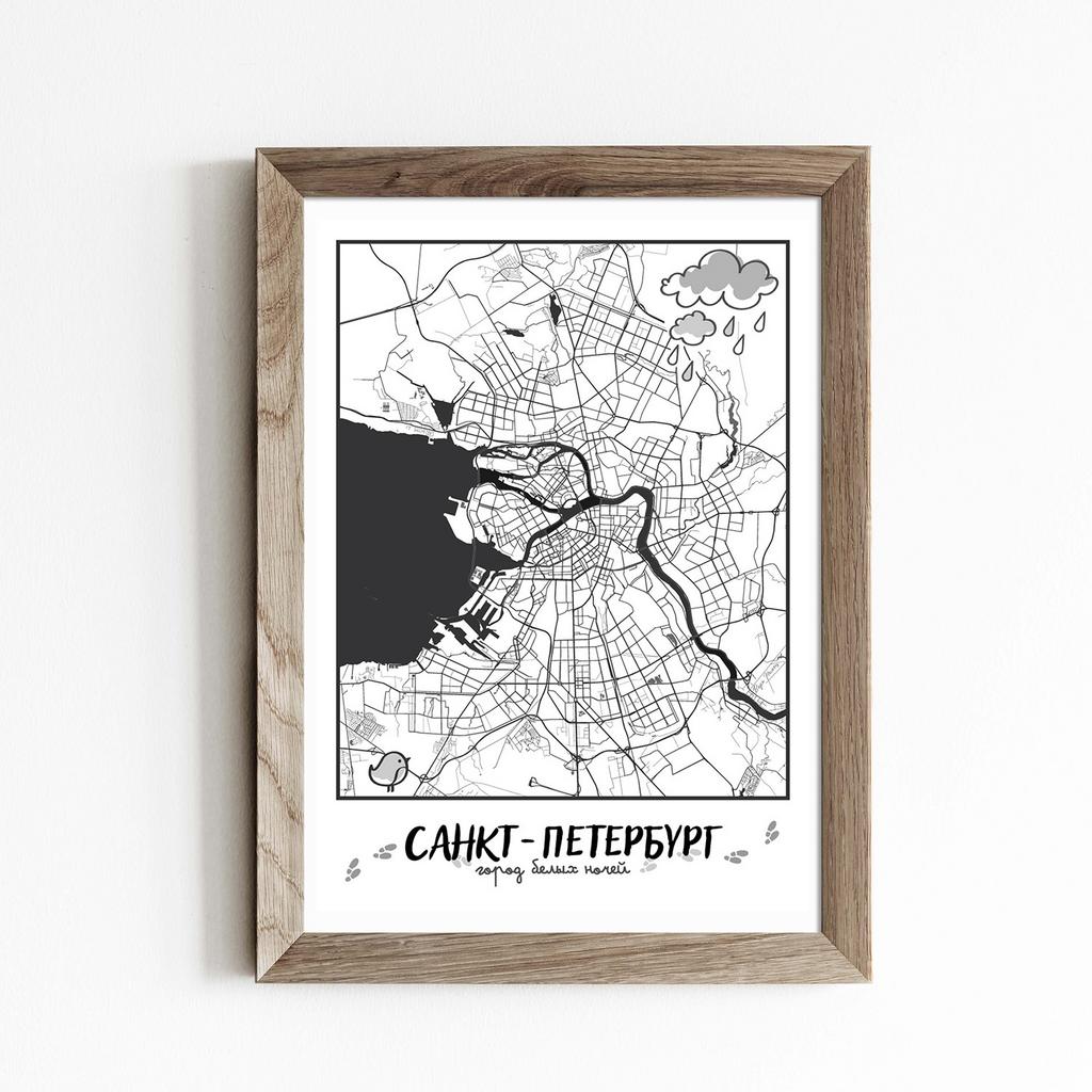 Постер карта Санкт-Петербурга
