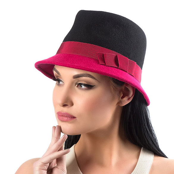 купить двухцветную шляпу, малиновая шляпа, черная шляпа, женская шляпа, фетровая шляпа, шляпа федора, классическая шляпа, бросила, шляпа трели, дизайнерская шляпа, весенняя шляпа, осенняя шляпа, стильная шляпа, модная шляпа