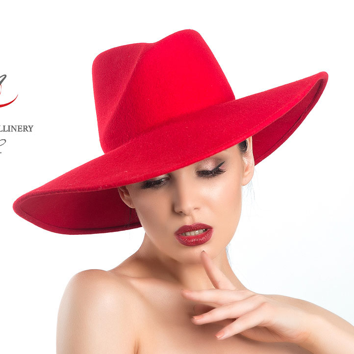 купить шляпу в москве, купить шляпу в Питере, женская шляпа с широкими полями, федора с широкими полями, красная шляпа, дизайнерская шляпа, Анна Андриенко