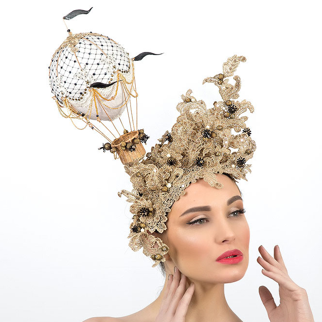 Дизайнерская шляпка от Анны Андриенко, эксклюзивная шляпка ручной работы, шляпка для скачек, эксклюзивная вечерняя шляпка, головные уборы Анны Андриенко