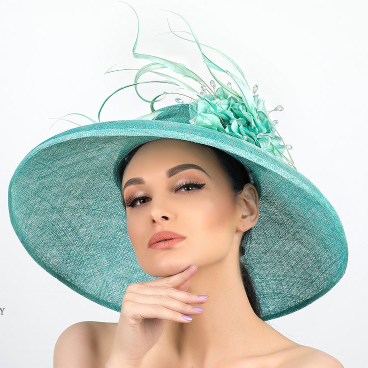 купить шляпку +для скачек, широкополые шляпы женские,шляпа +с большими полями купить, шляпы +из соломки синамей, купить летнюю шляпу +в интернет магазине, мятная шляпа с большими полями перьями и цветами, Анна Андриенко шляпы