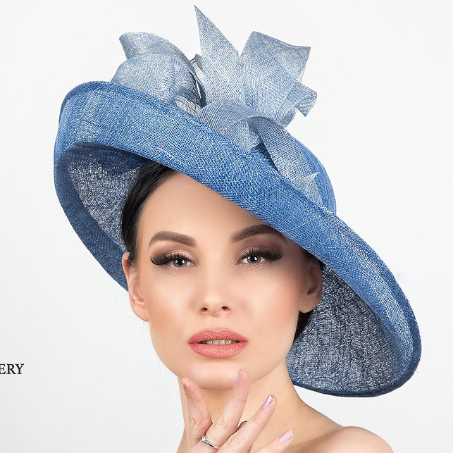 вечерние шляпки купить +в москве,  шляпка с полями, шляпка для скачек , ассиметричная  женская шляпка, синяя шляпка купить в спб, дизайнерские шляпки Анна Андриенко