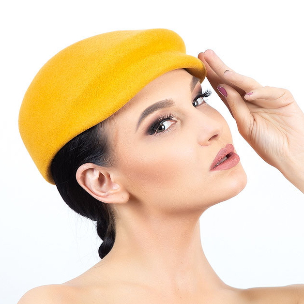 шляпка из фетра, дизайнерская шляпка, весенняя шляпка, весенняя кепка, женская кепка, фетровая кепка, желтая кепка, осенняя кепка, шляпка с козырьком, зимняя кепка, кепка из фетра, женская кепка, Анна Андриенко, купить кепи спб, купить кепи в Москве, купить кепку в Питере