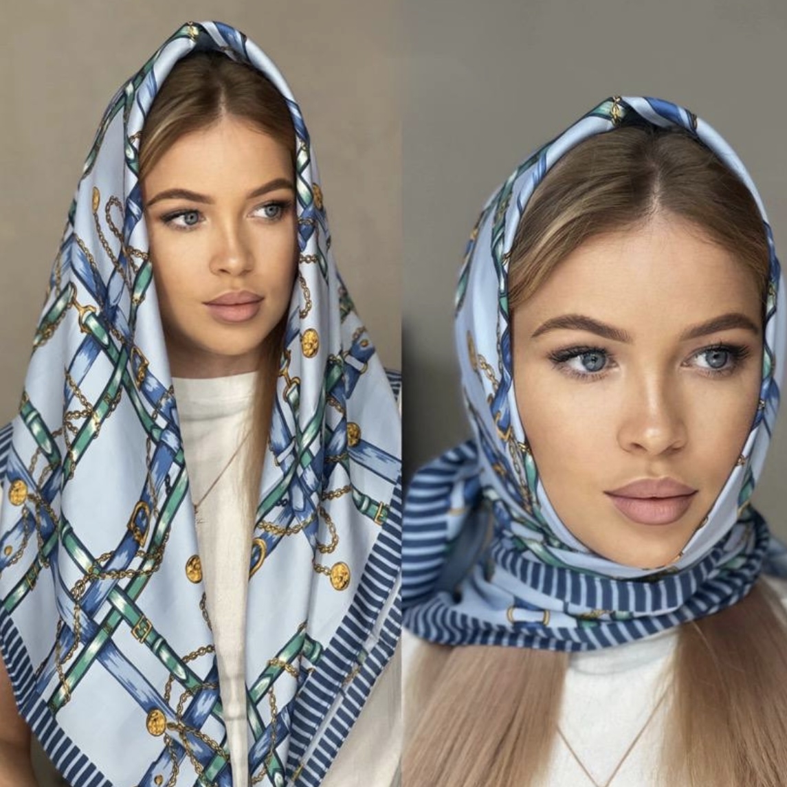 Женский платок из атласа, купить платок в подарок