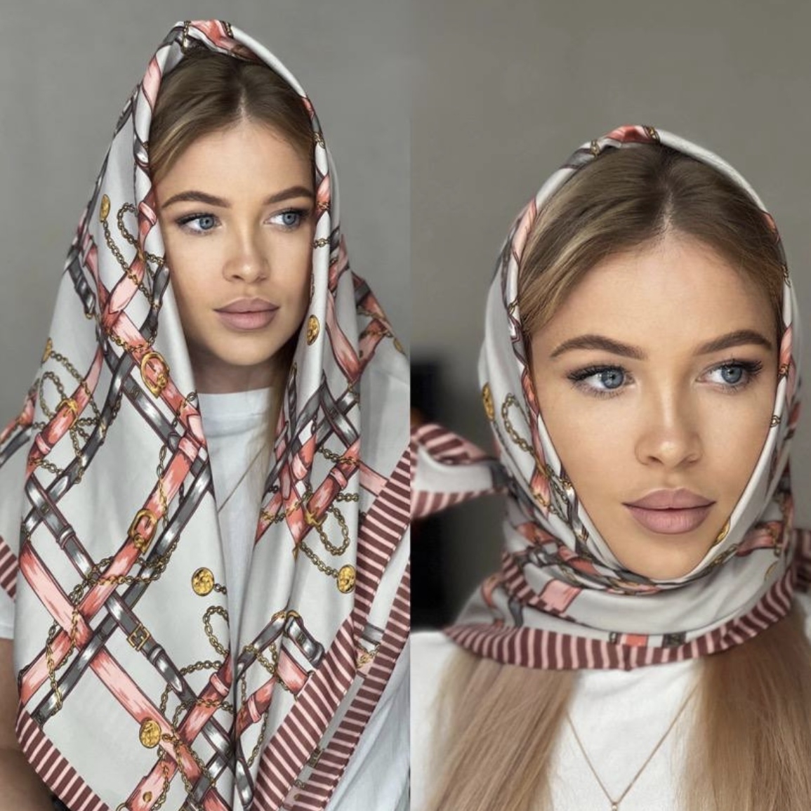 Женский платок из атласа, купить платок в подарок