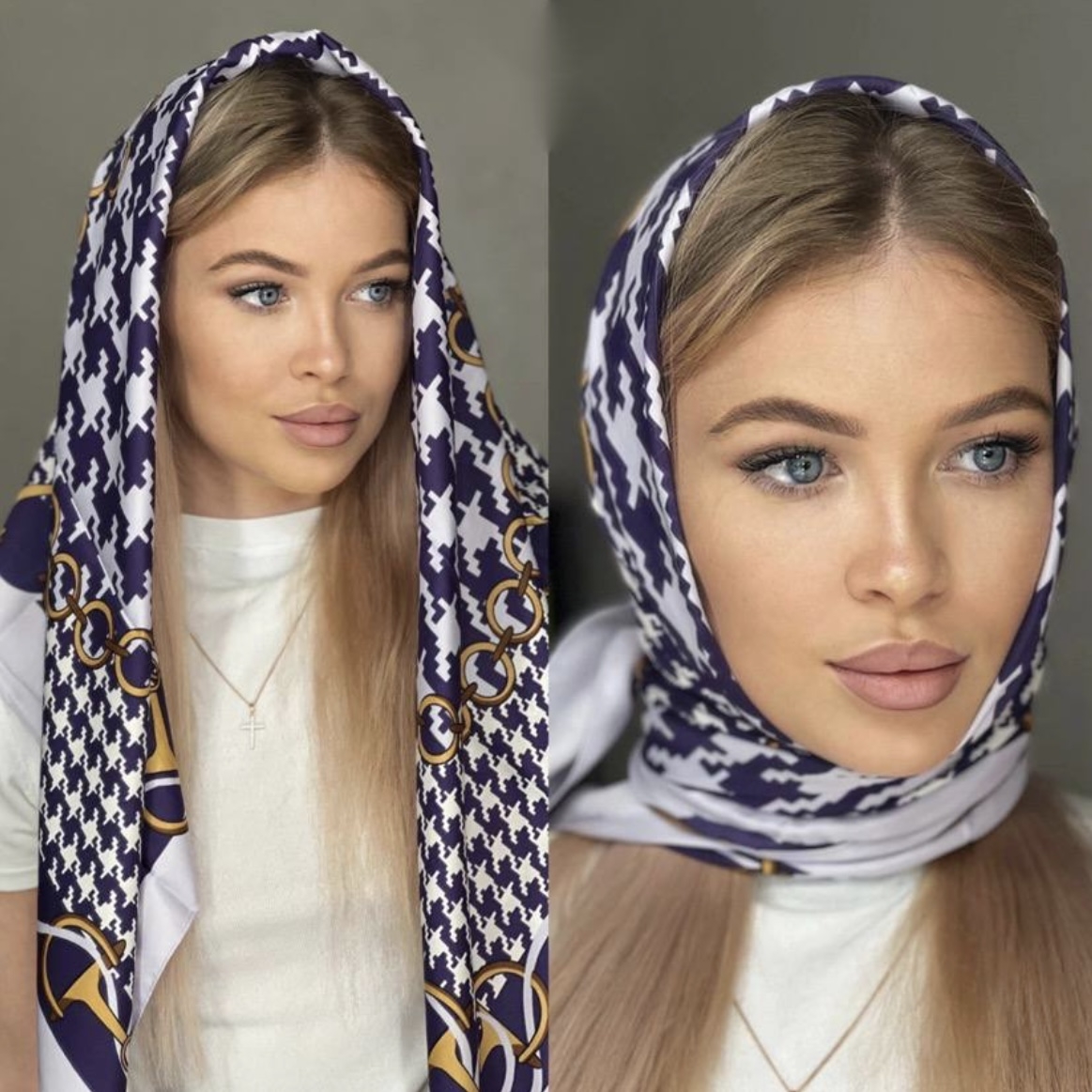 Женский платок из атласа, купить платок в подарок