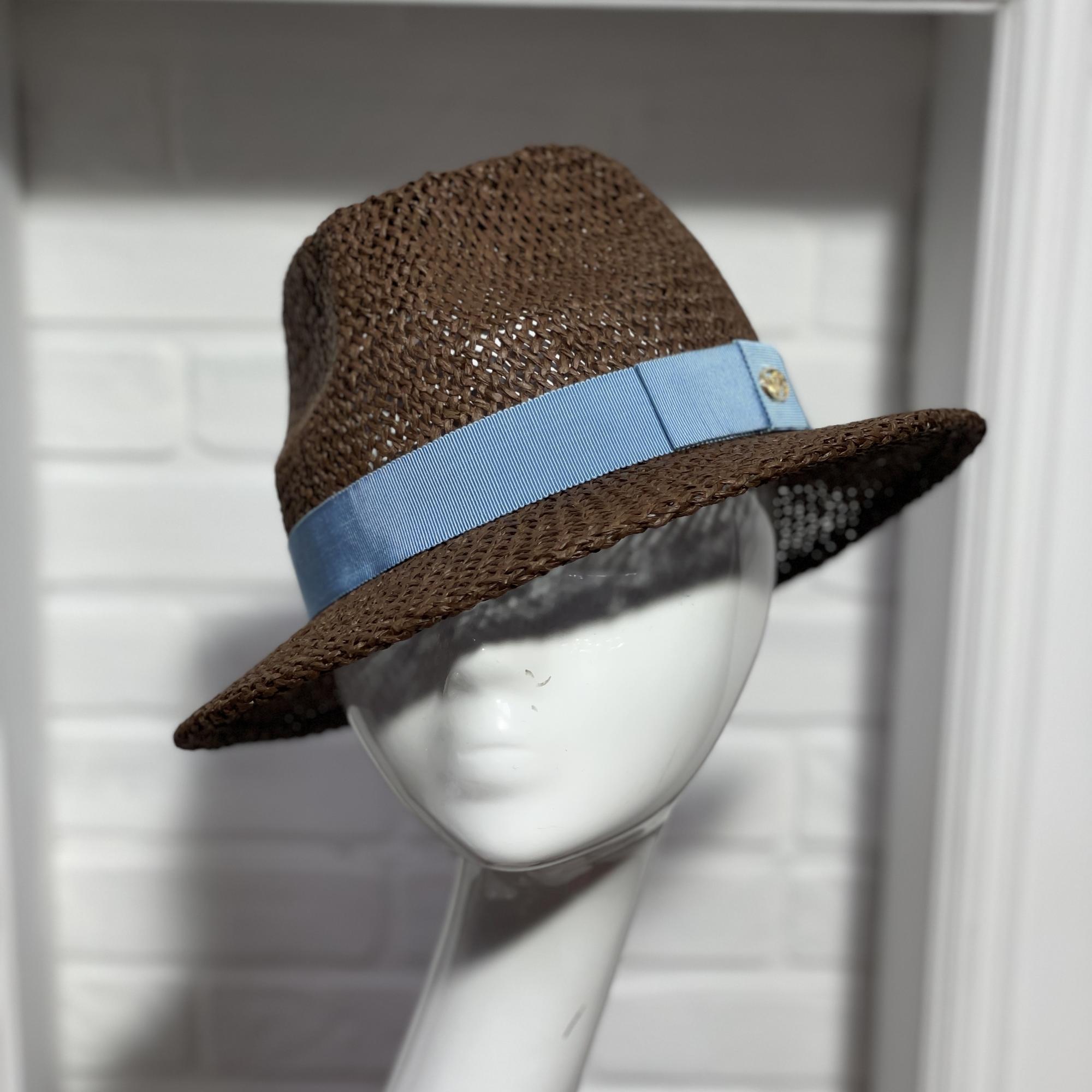 Летняя женская шляпа федора коричневая, Анна Андриенко, купить летнюю шляпу в Москве, купить летнюю шляпу Спб