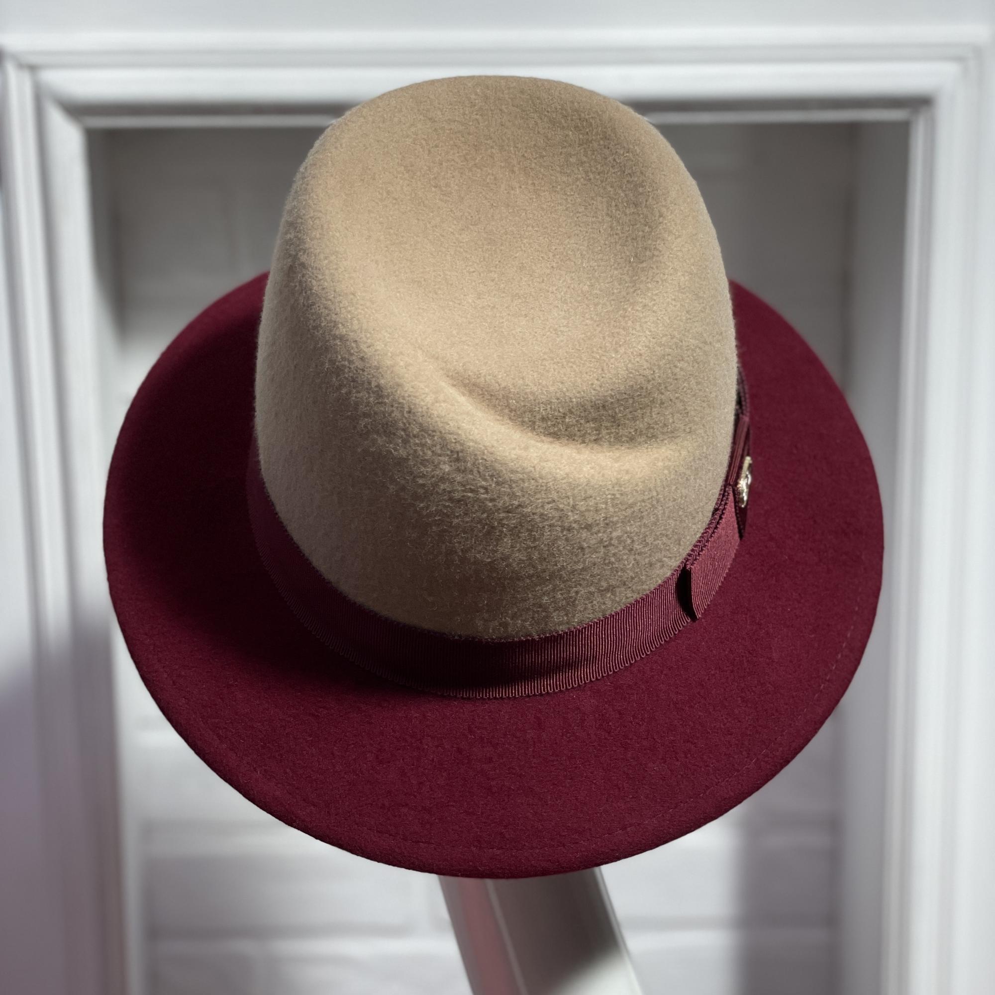 двухцветная шляпа, купить шляпу, купить фетровую шляпу, купить женскую шляпу, модная шляпа, голубая шляпа, коричневая шляпа, классическая шляпа, шляпа с полями, весенняя шляпа, осенняя шляпа, зимняя шляпа