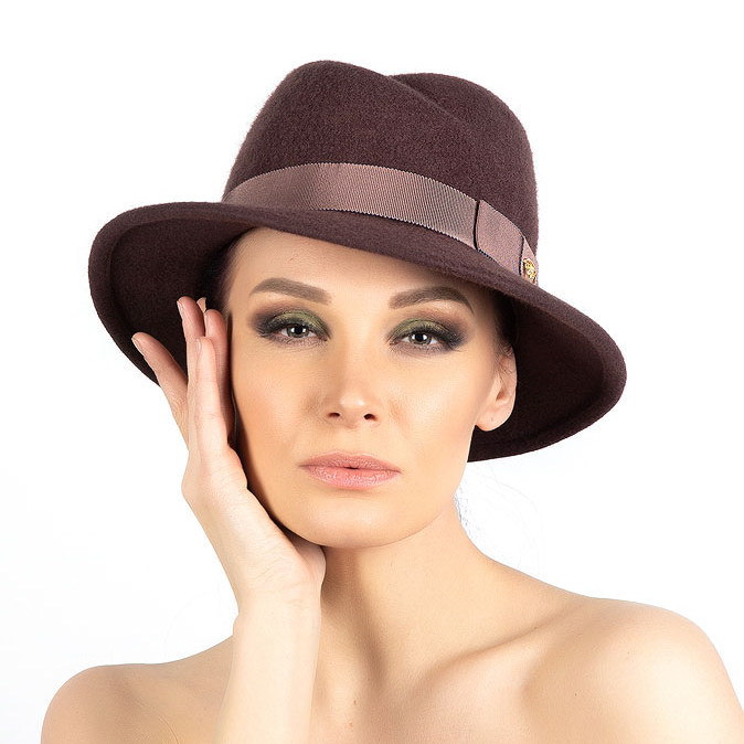 фетровая шляпа, шляпа из фетра, купить шляпу, классическая шляпа, Анна Андриенко, женская шляпа, осенняя шляпа, коричневая шляпа, зимняя шляпа, весенняя шляпа, шляпа с полями