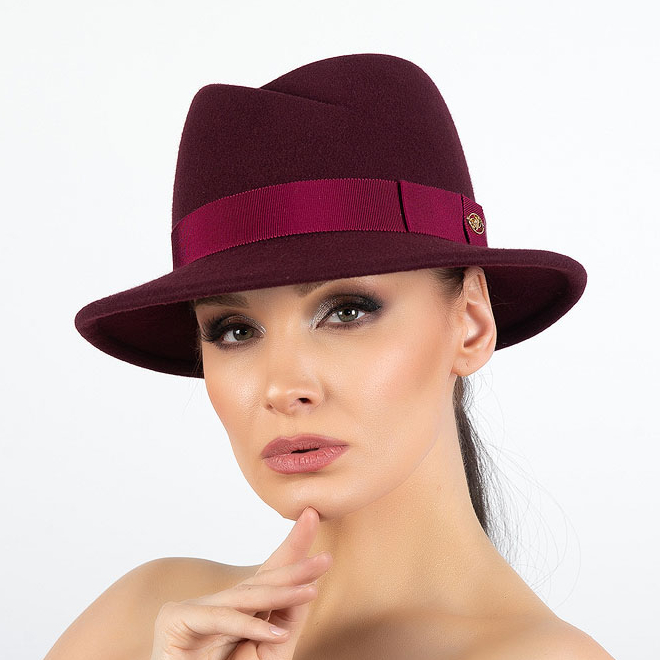 фетровая шляпа, шляпа из фетра, купить шляпу, классическая шляпа, Анна Андриенко, женская шляпа, осенняя шляпа, шляпа цвета марсала, зимняя шляпа, весенняя шляпа, шляпа с полями