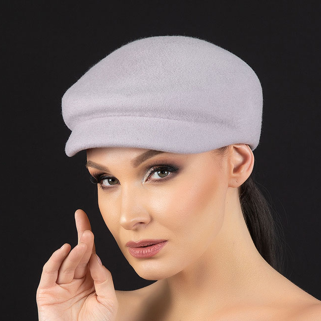 Кепка женская светло-серая, шляпка из фетра с козырьком, дизайнерские головные уборы Анна Андриенко