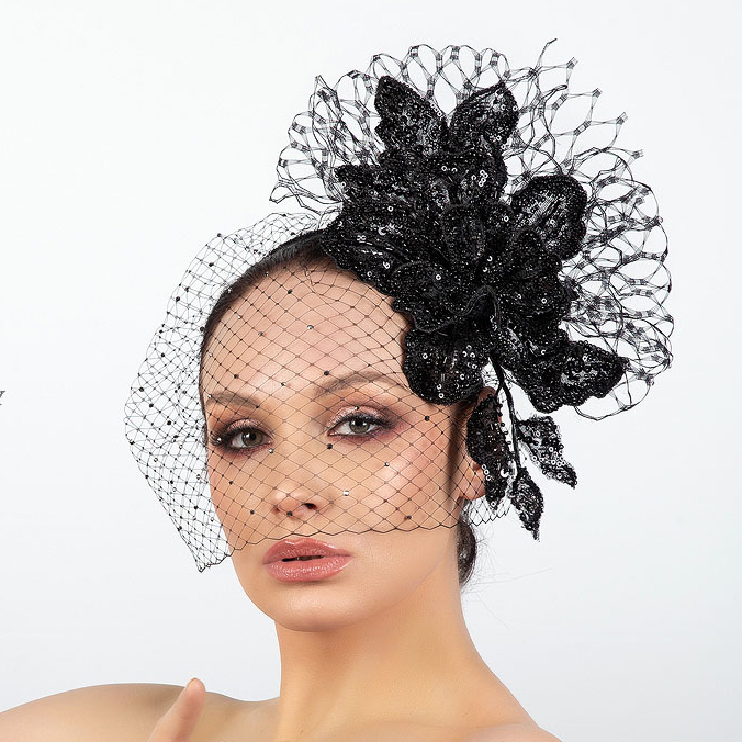 черная вуалетка купить, вуалетка +с цветком, шляпка +с черной вуалью, дизайнерские шляпки Анна Андриенко, шляпки +с вуалью купить +в спб, дамские шляпки вечерние купить +в москве , шляпки +для скачек купить +в москве,