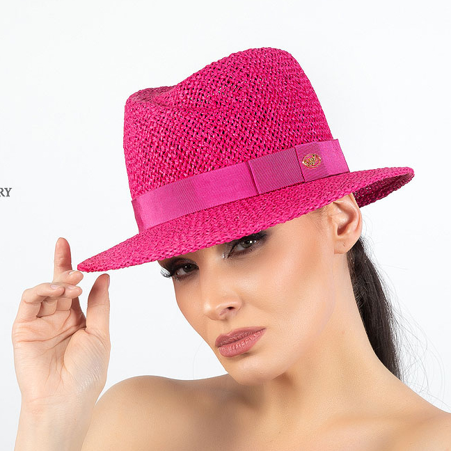 Летняя женская шляпа федора цвета фуксии, Анна Андриенко, купить летнюю шляпу в Москве, купить летнюю шляпу Спб