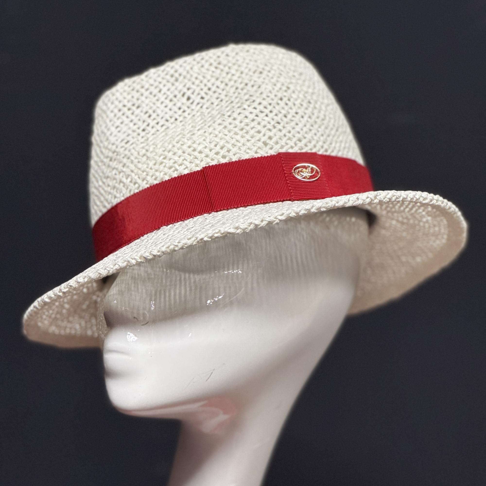 Летняя женская шляпа белая с красной лентой купить в Москве, шляпки Анна Андриенко СПб