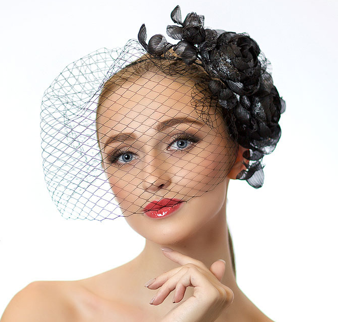шляпка,вуалетка, черная шляпка, черная вуалетка, вечерняя шляпка, вечерняя вуалетка, шляпка для скачек, шляпка для праздника, шляпка для фотосессии, вуалетка для фотосессии, вуалетка для праздника, Анна Андриенко